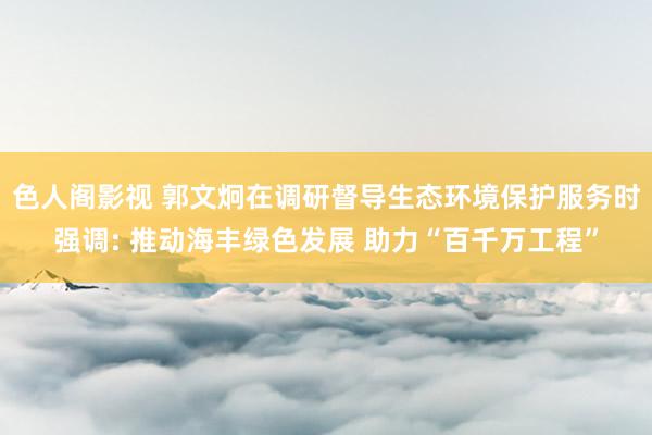色人阁影视 郭文炯在调研督导生态环境保护服务时强调: 推动海丰绿色发展 助力“百千万工程”